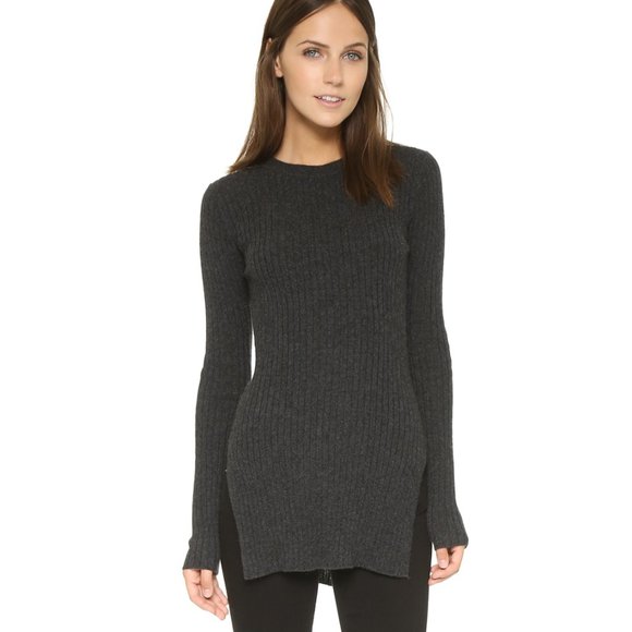 Autumn Cashmere Sweaters - Autumn Cashmere Ribbed Tunic with Side Slits Sz S